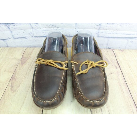 LL Bean Handsewn Slippers Flannel Lined Brown Size 12 M - Picture 4 of 9